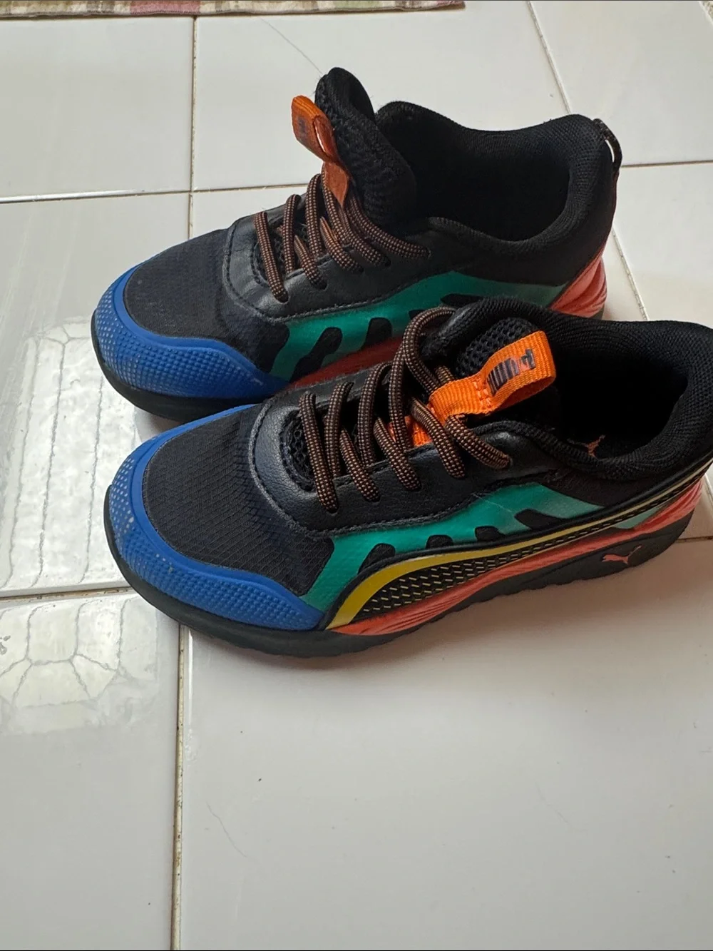 Kids Multicolor Athletic Sneakers - Orange/Blue/Green